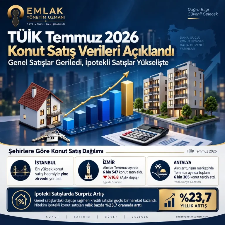 TÜİK Temmuz 2026 Konut Satış Verileri Açıklandı: Genel Satışlar Geriledi, İpotekli Satışlar Yükselişte